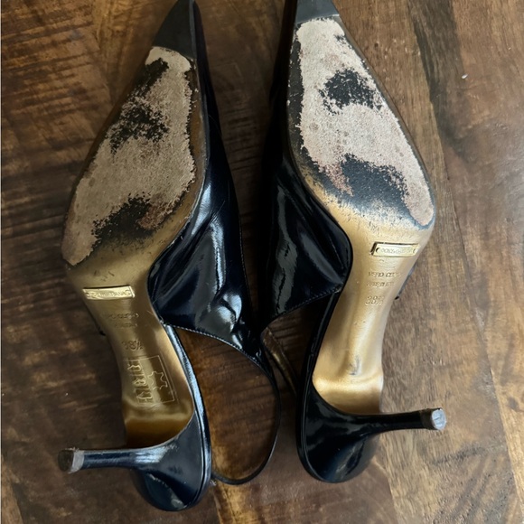 Dolce & Gabbana Women's Dark Blue Patent Slingback Heels Size 38.5 - Picture 9 of 9